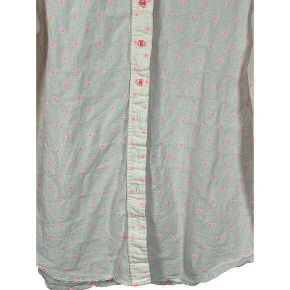 The Shirt Rochelle Behrens Blouse Pink Polka Dot Button Down Medium Preppy - Picture 4 of 12